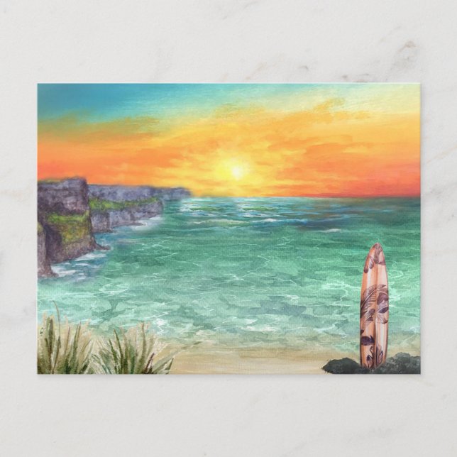 Couleur de soleil de l'océan | Carte postale Vinta (Devant)