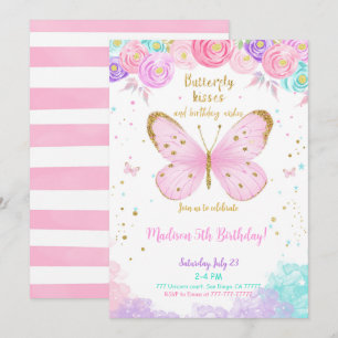 Couleur d'eau 5e anniversaire Invitation papillon