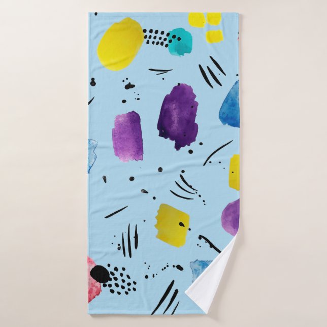 Couleur d'eau Abstraite formes géométriques avec s (Serviette de bain)