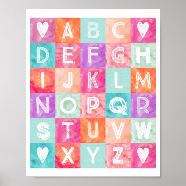 Couleur d'eau Alphabet de décoration pour filles (Devant)