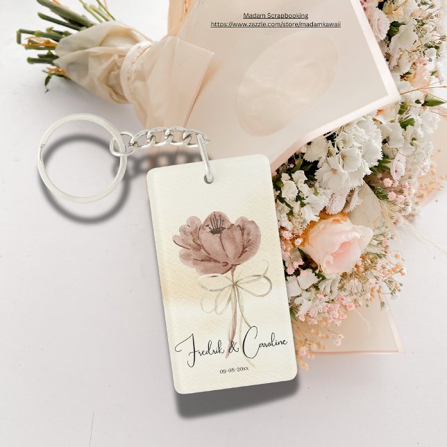 Couleur d'eau couleur beige Mariage floral personn (Beautiful watercolor flowers in beige background for wedding gifts with your and her name. Script.)