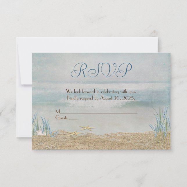 Couleur d'eau de mer RSVP de mariage (Devant)