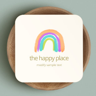 Couleur d'eau douce Happy Rainbow Carré Carte de v
