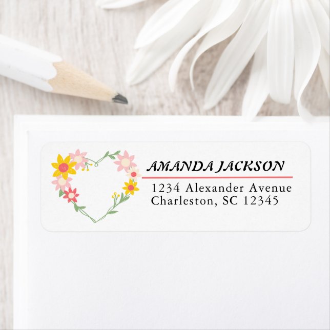 Couleur d'eau Fleurs autour forme du coeur (En situation)