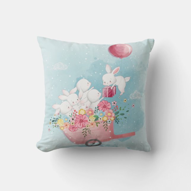 Couleur d'eau mignonne Lapin Jeu Oreiller (Recto)