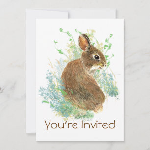 Couleur d'eau mignonne lapin lapin Invitation de f