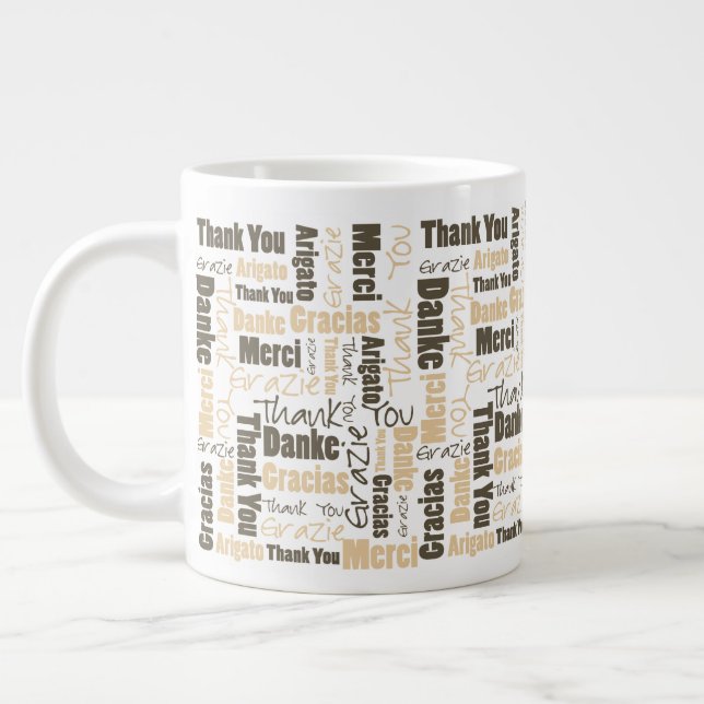 Couleur du désert Merci multilingue Mot Cloud Mug (Gauche)