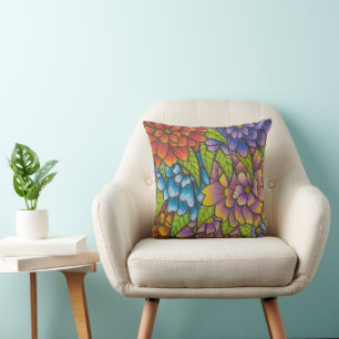 Couleur Fleur Impression Lance Oreiller Pour Canap