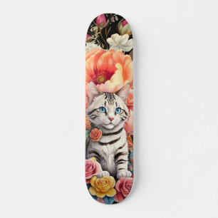 Couleur Fleur sauvage & Kitten Motif Skateboard