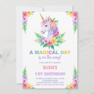 Couleur Floral Unicorn Invitations Anniversaire