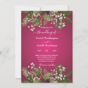 couleur grenade invitations à un mariage de Noël