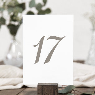 Couleur gris minimaliste Numéro de table 17