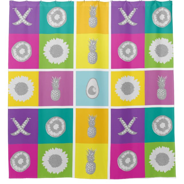 Couleur Joueuse Bloc Carré Douche rideau (Devant)