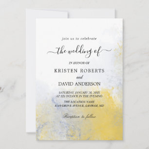 couleur laver jaune et bleu faire-part de mariage