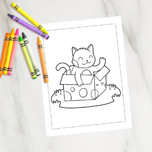 Couleur Me Chat dans une boîte   Cartes d'activité