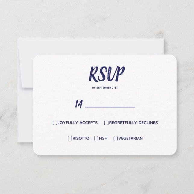 Couleur minimale bleu marine | Mariage RSVP Meal C (Devant)