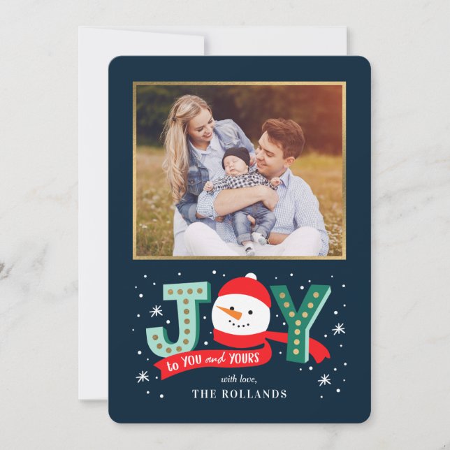 Couleur MODIFICATIVE Joyeux Snowman Carte photo de (Devant)