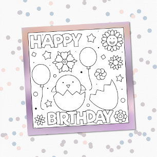 Couleur moi Joyeux oiseau d'anniversaire   Carte d