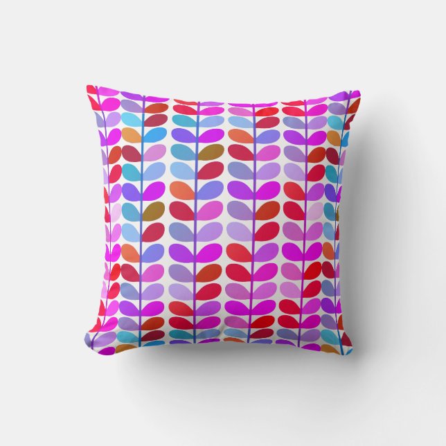 Couleur Motif de feuille Boho Lancer Oreiller (Recto)