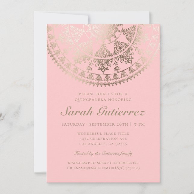Couleur personnalisée Quinceañera Invitations Gold (Devant)