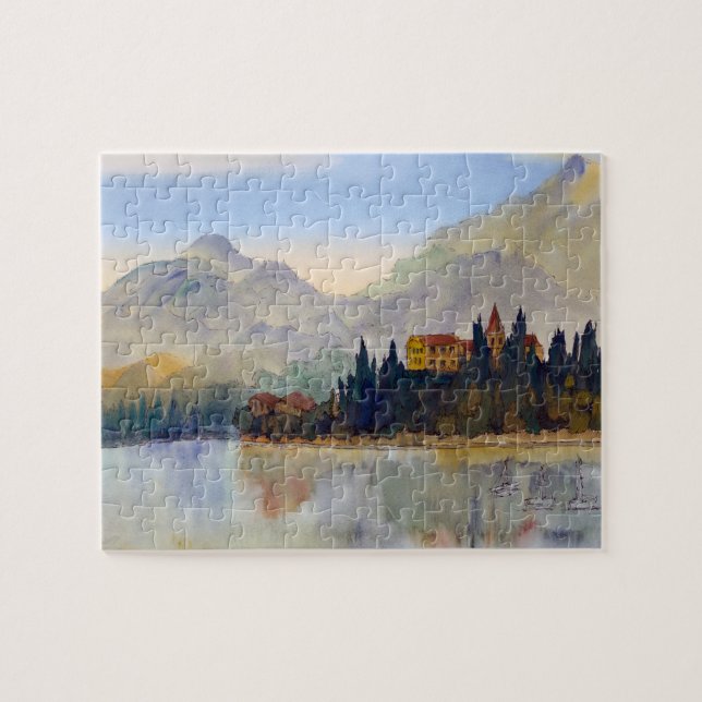 Couleur pour aquarelle de puzzle de Como Italie de (Horizontal)