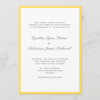 Couleur simple faire-part de mariage gris jaune de