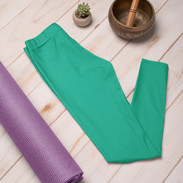 Couleur tendance Jade Green Solid Leggings (Créateur téléchargé)