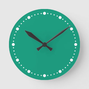 Couleur tendance - Jade Green & White Dots Horloge