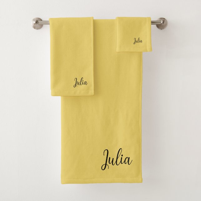 Couleur tendance Soft Jaune Nom Serviette de bain  (En situation)