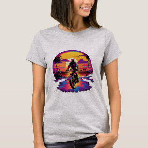Couleur vif du moteur au T-shirt Coucher du soleil