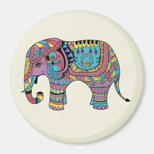 Couleur vive Mandala Elephant Magnet