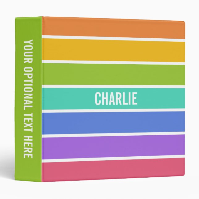 Couleurs arc-en-ciel classeurs personnalisés (Devant/Côté)