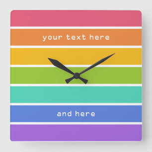 Couleurs arc-en-ciel horloge murale personnalisée