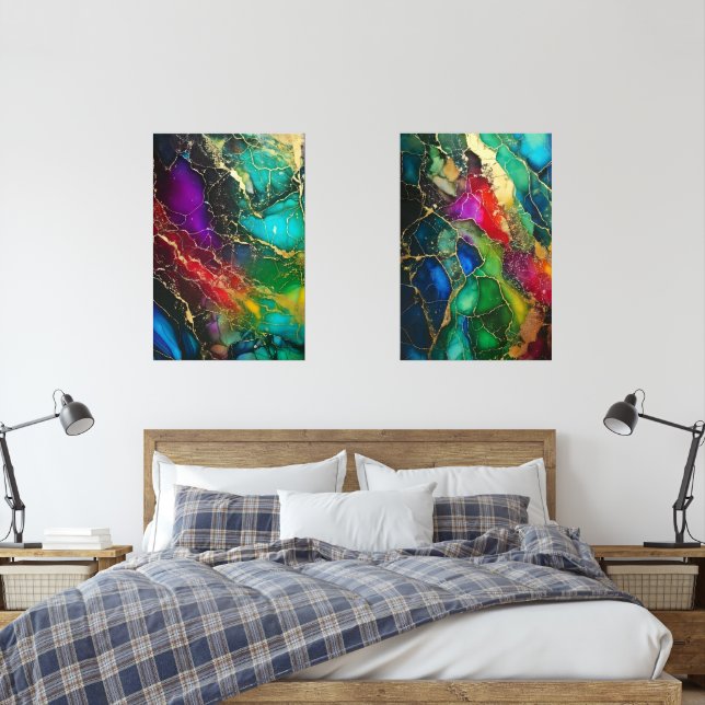 Couleurs arc-en-ciel Peinture à l'encre d'alcool (Chambre à coucher)