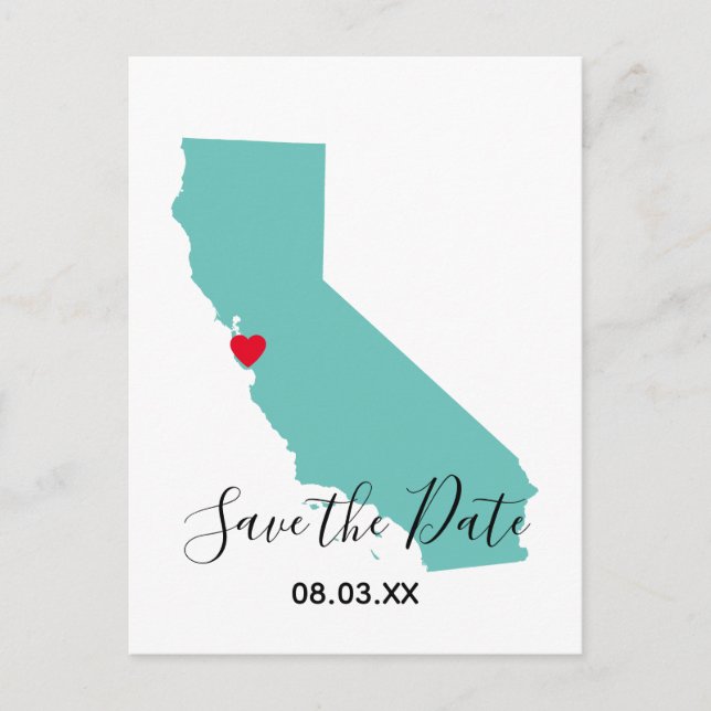 Couleurs Californie Forme de carte Enregistrer la  (Devant)