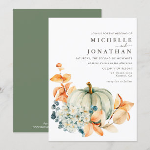 Couleurs d'automne citrouille & Florals Faire-part