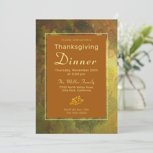 Couleurs d'automne Thanksgiving Dîner Invitation (Debout devant)