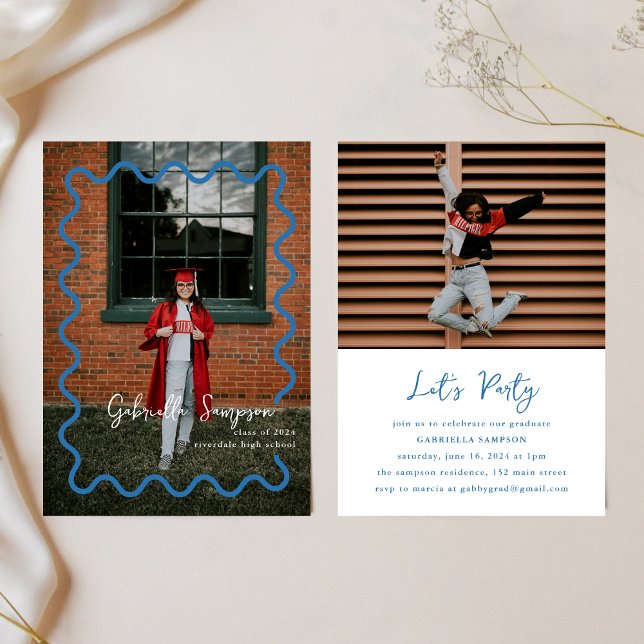 Couleurs de l'école bleue Invitations de la fête d (Créateur téléchargé)