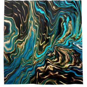 Couleurs de marbre coulant Or Aqua Douche rideau