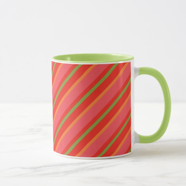 Couleurs de pavot Stripes Snazzy Ringer Mug (Droite)