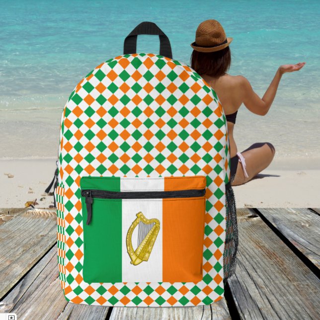 Couleurs d'Irlande sac à dos, Harpe, Drapeau irlan (Créateur téléchargé)