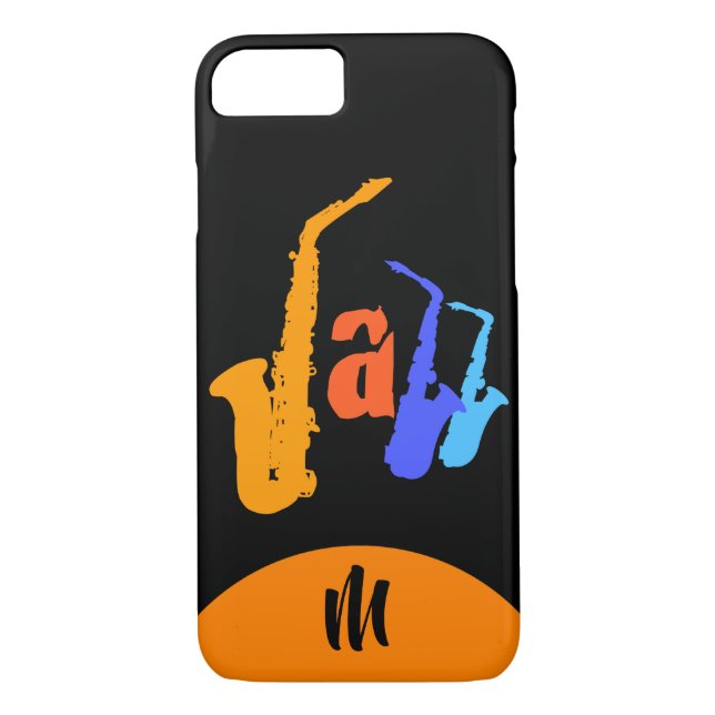 Couleurs du coque iphone noir de Jazz Monogram (Dos)