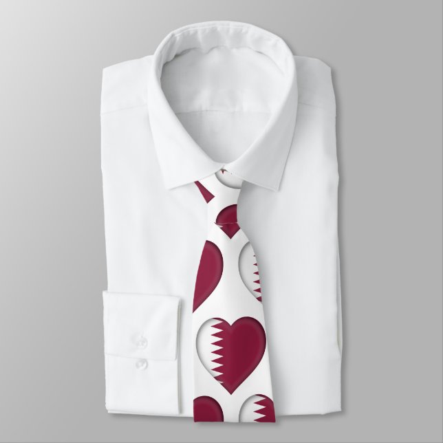 Couleurs du drapeau du Qatar Cravate Motif du coeu (Attaché)