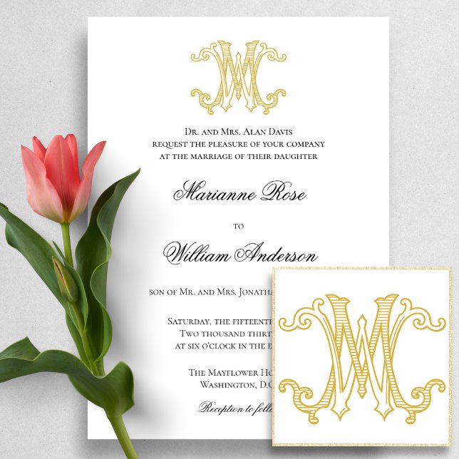 COULEURS ÉDITABLES MW Monogram WM Logo Invitation (Créateur téléchargé)