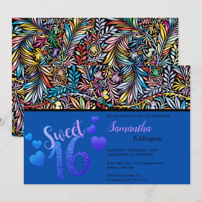 Couleurs glamour doux 16 Invitation (Devant / Derrière)