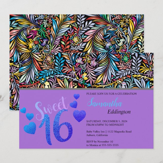 Couleurs glamour doux 16 Invitation (Devant / Derrière)