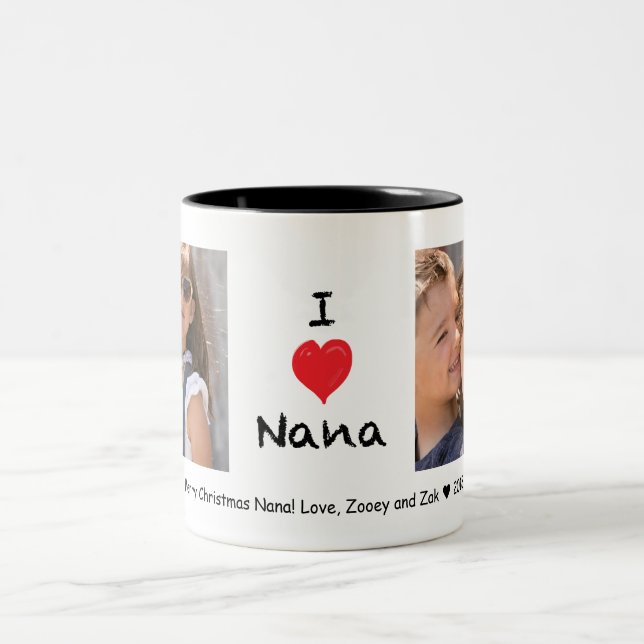 Couleurs J'aime la tasse personnalisable de photo de Nana 2 (Centre)