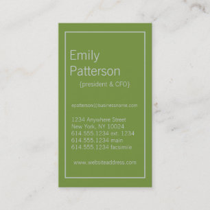 Couleurs modernes : : Carte de visite vert et