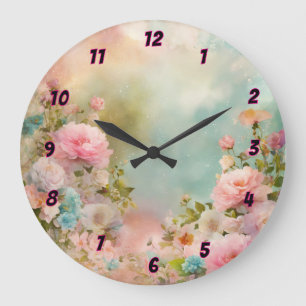 Couleurs pastel chic et rêvée Shabby Horloge mural