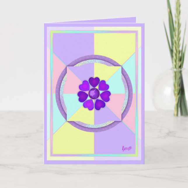 Couleurs pastel & coeurs violets battre carte blan (Devant)